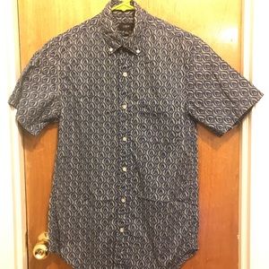 J. crew shirt sleeve button up shirt xs blue ikat floral paisley pattern print